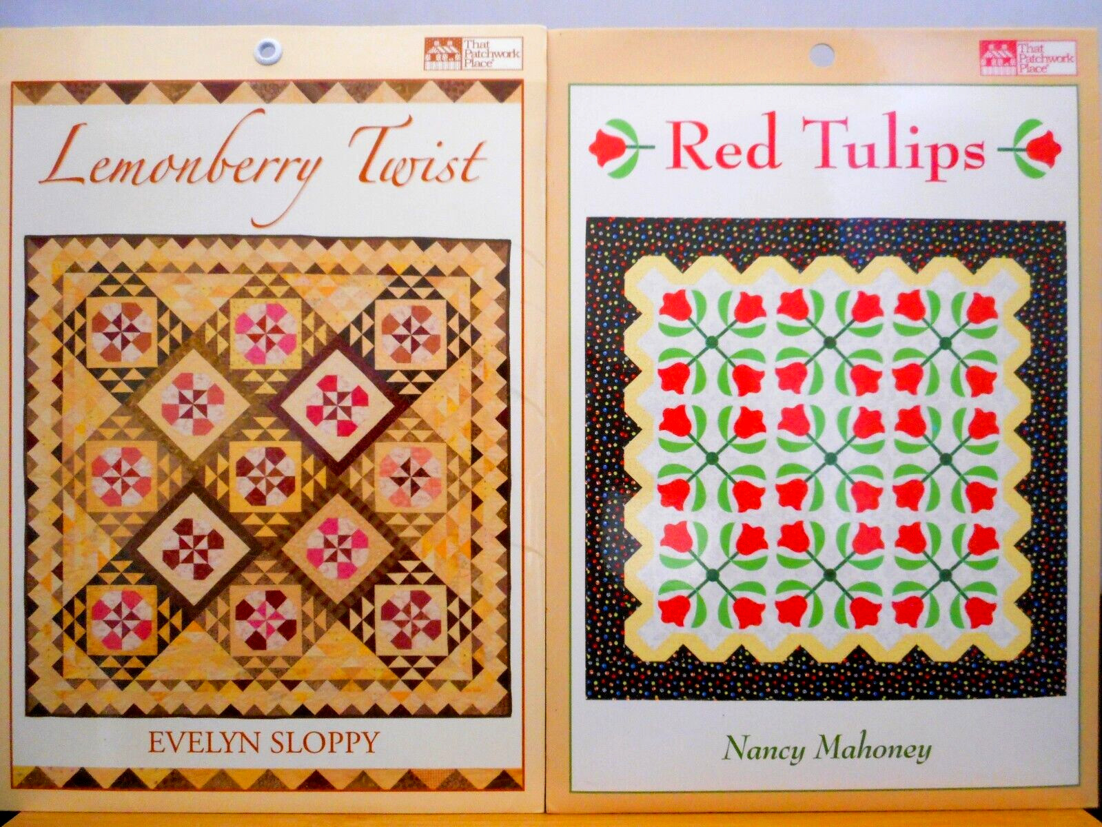 2 New Quilt Patterns-The Patchwork Place-Lemonberry Twist & Red Tulips #95