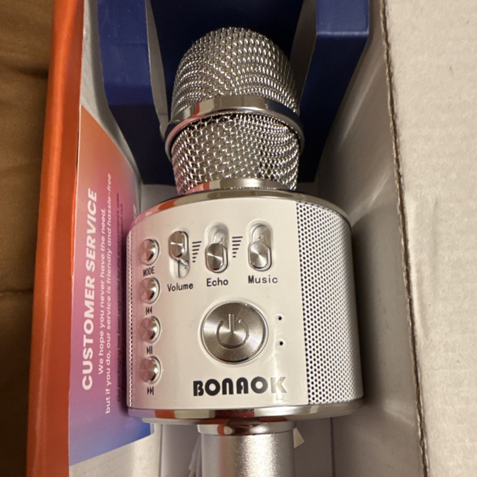 Electronics BONAOK Q37 Silver Bluetooth Karaoke Microphone Wireless with Control