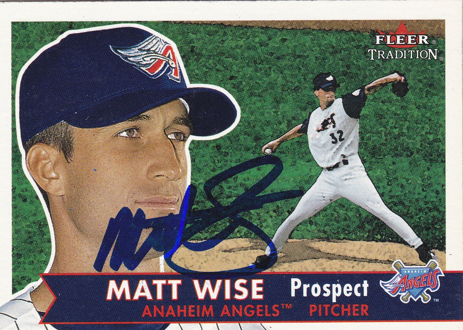 MATT WISE LOS ANGELES ANGELS SIGNED 2001 CARD MILWAUKEE BREWERS NEW YORK METS