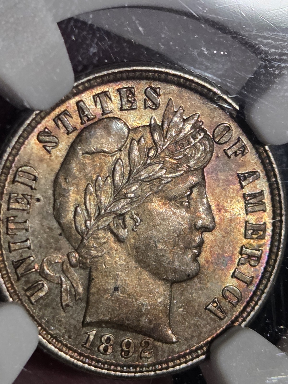 1892 Barber Dime 10c NGC MS63 Toned