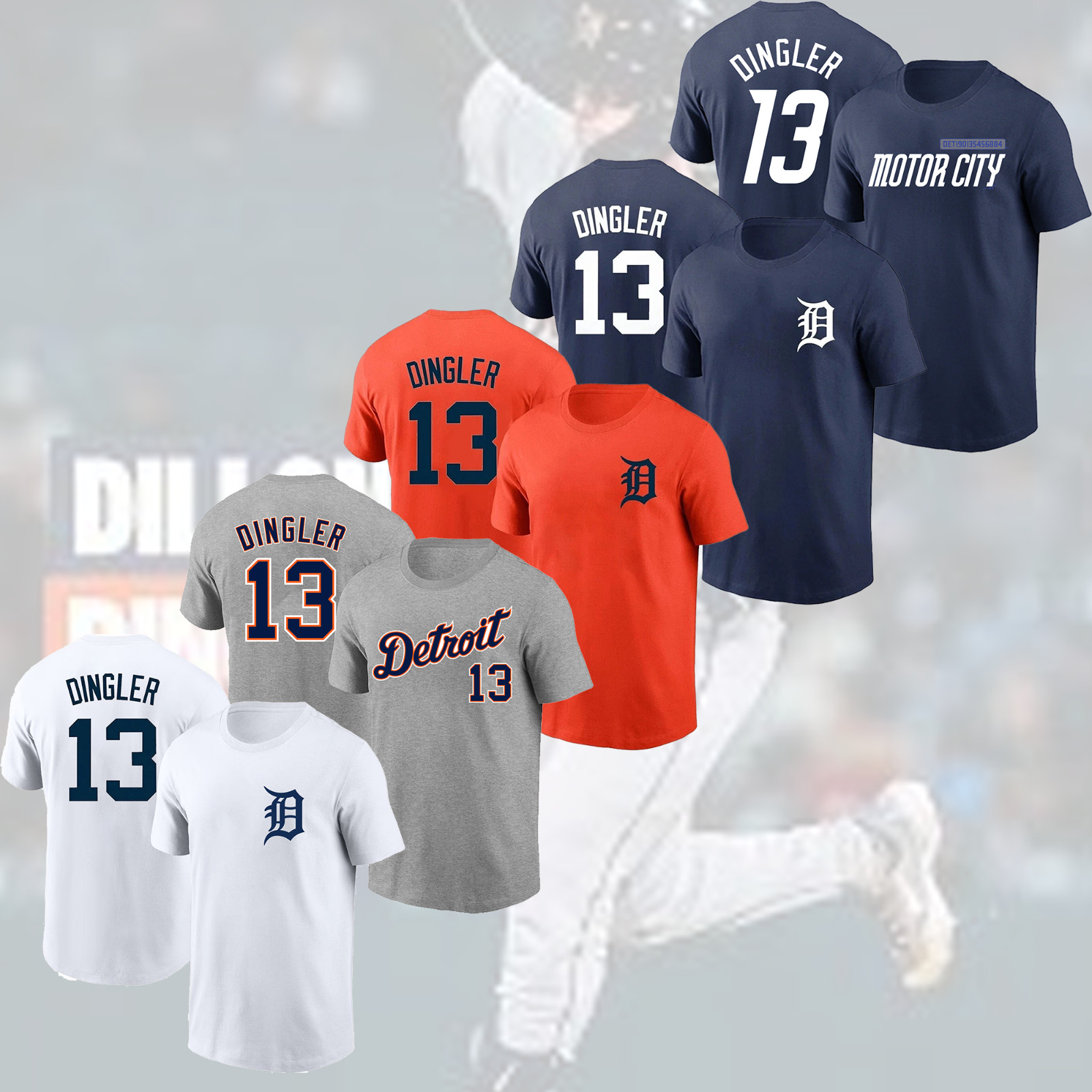 NEW NEW! Dillon Dingler #13 Detroit Tigers Name & Number S–5XL for Fan