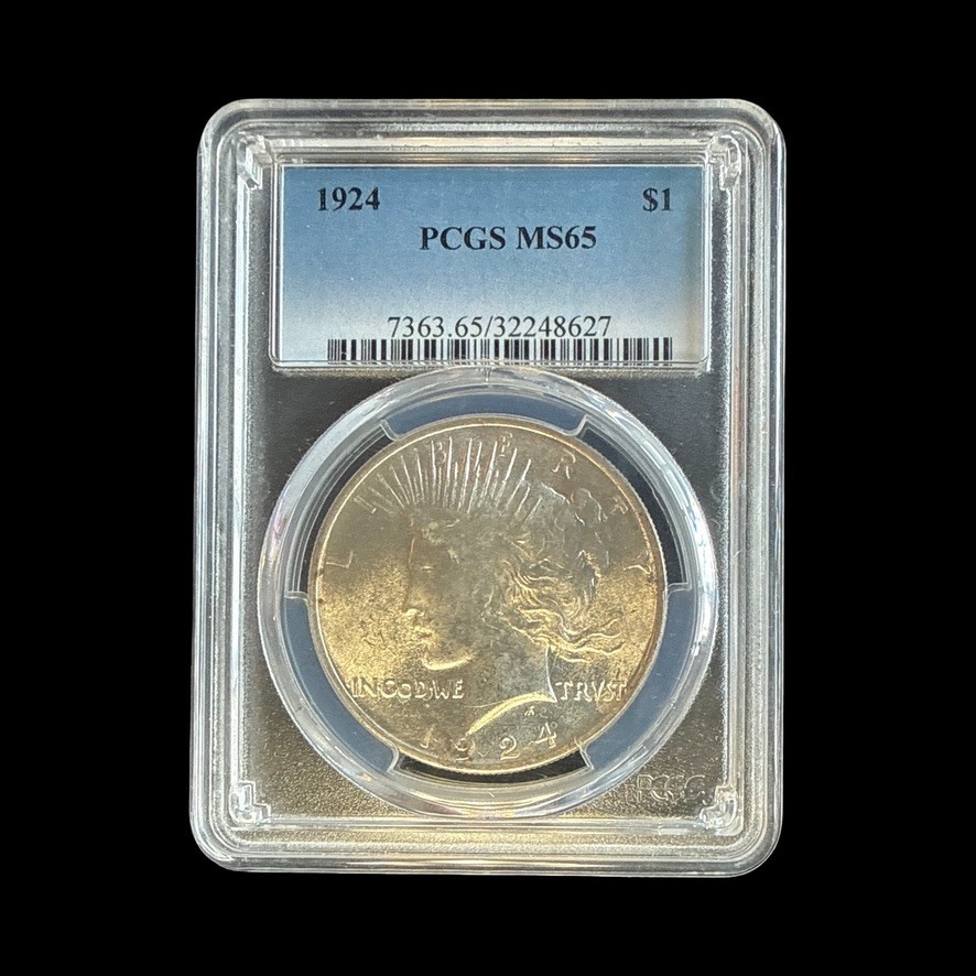 1924 Silver Peace Dollar $1 PCGS MS65 - 0413