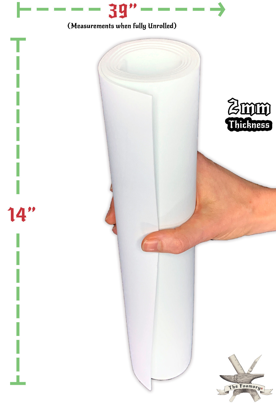 2mm EVA Foam Cosplay White 14 x 39 inch Sheet Ultra High Density *Free Shipping
