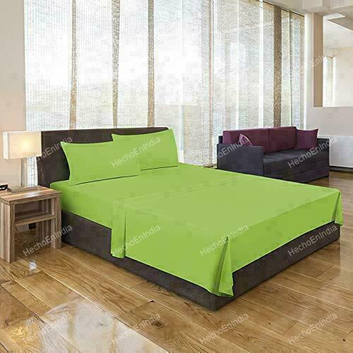 Light Green Color Handmade Solid Uni Microfibre Only Fitted Sheet with 2 Pillow