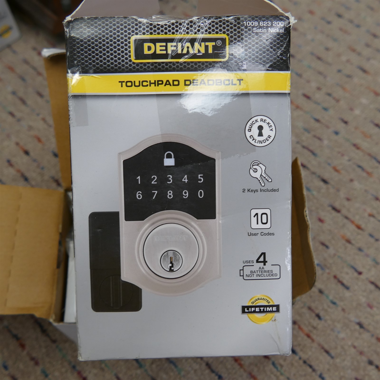 Defiant Castle Satin Nickel Single Cylinder Electronic Deadbolt ~ 1009 623 200