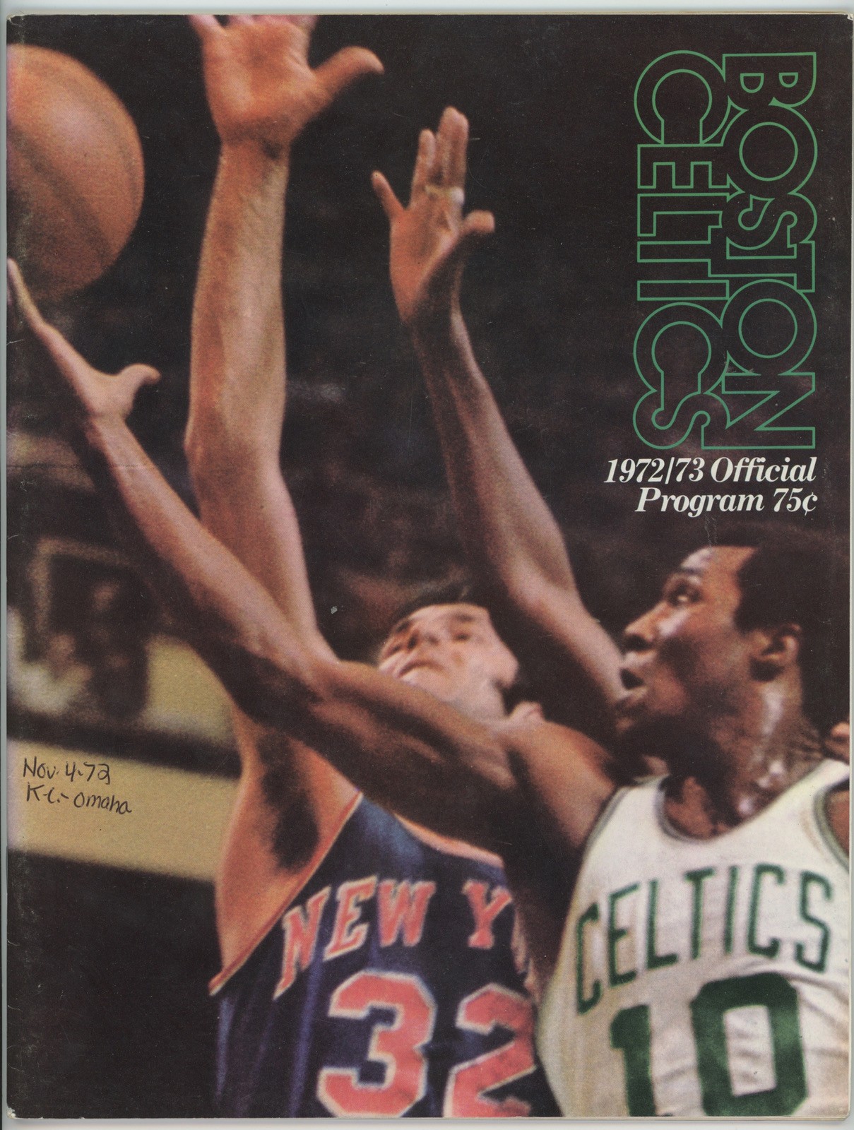 11/4/72 KC Omaha Kings at Boston Celtics Program • Unscored