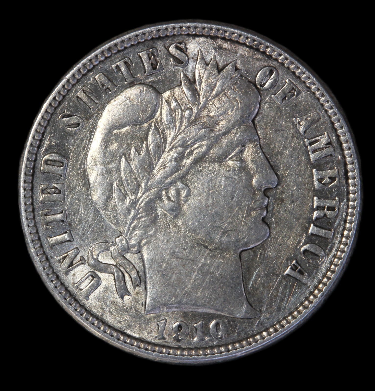 1910 10C Barber Dime - Sharpe Reverse Details- Choice AU-Cleaned- SMH-2239