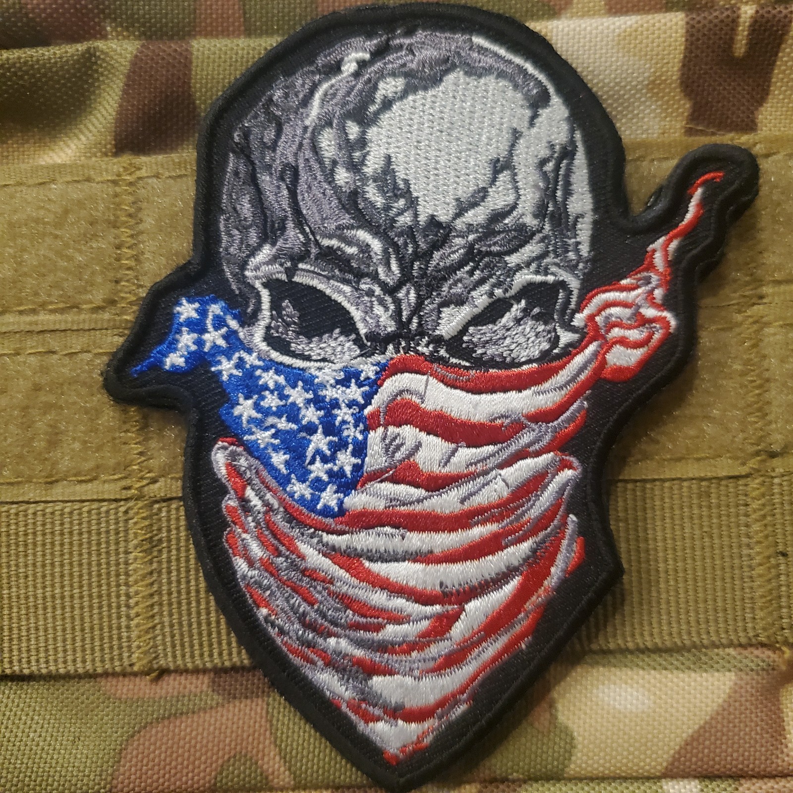 PATRIOT SKULL Tactical Morale Patch HOOK BACKING