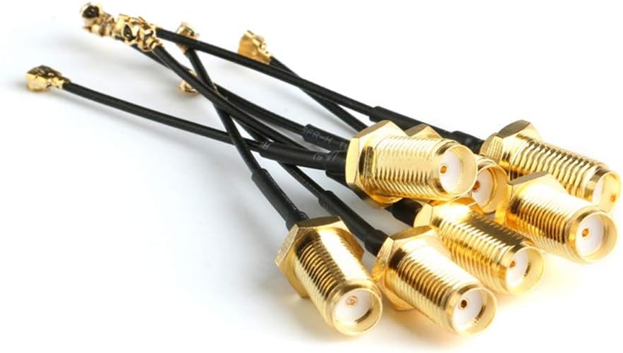 HiLetgo 5pcs IPX IPEX-1 U.FL to SMA Female Pigtail Antenna Wi-Fi Black