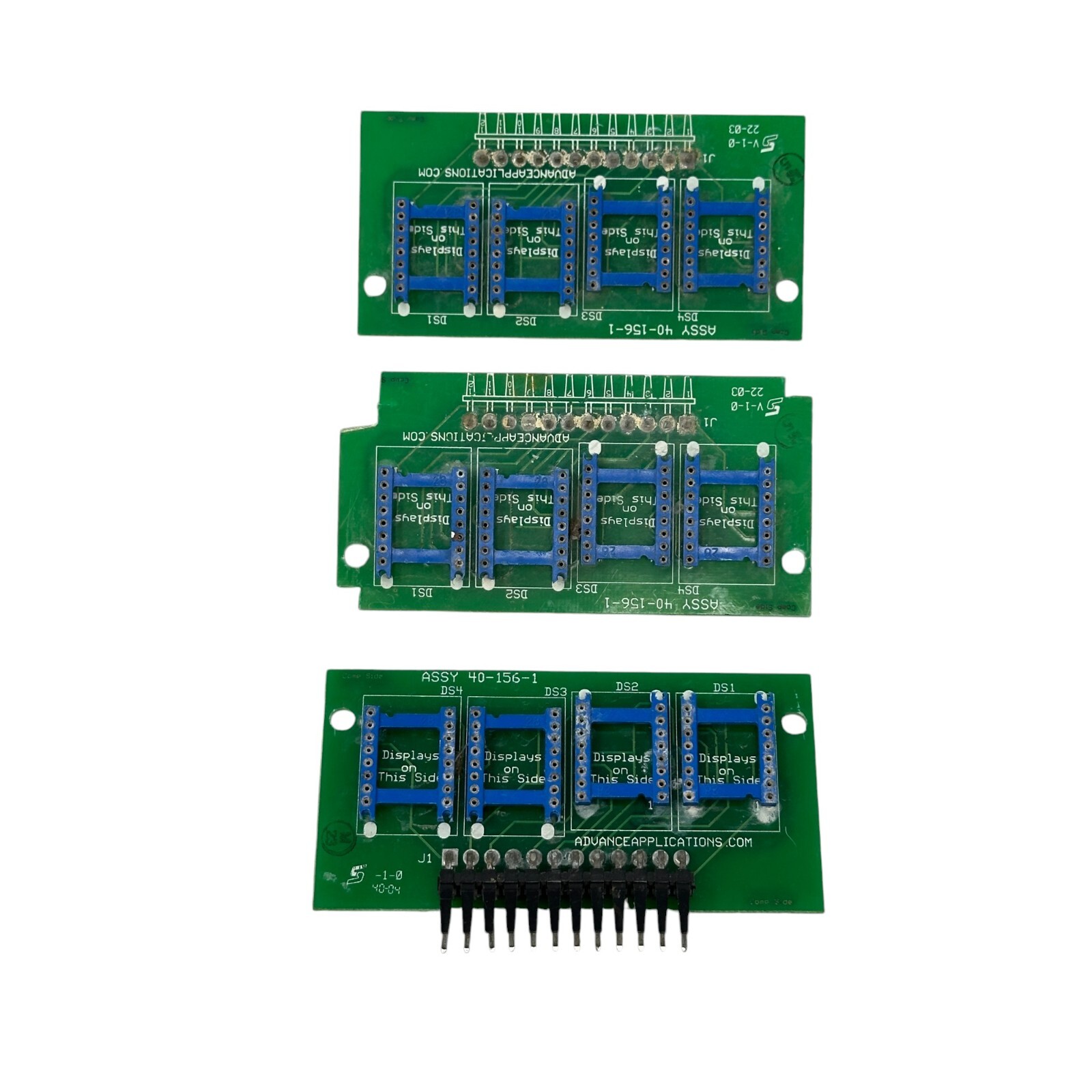 Lot of 3 Advance Applications ASSY 40-156-1 Display Socket PCB Boards