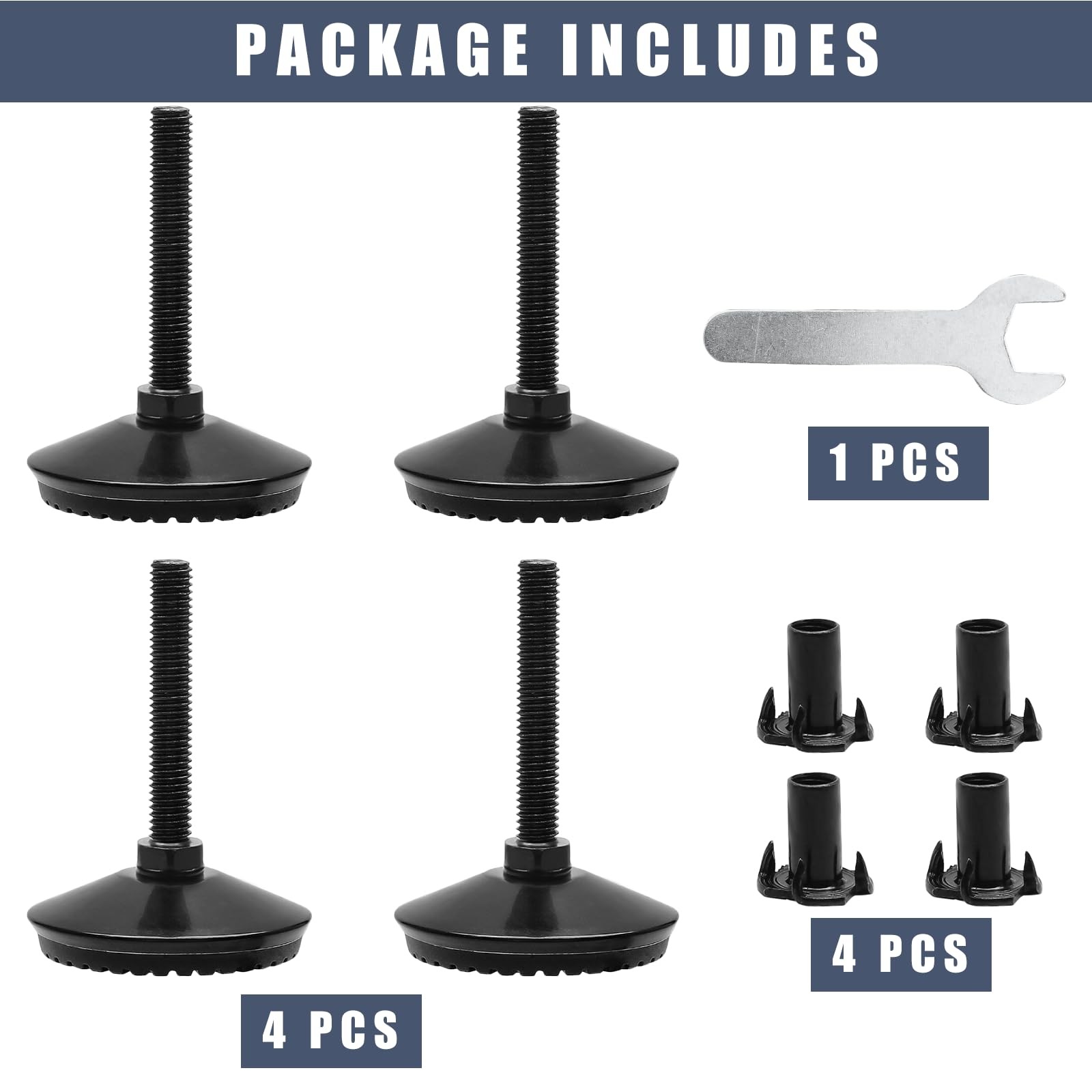 4pcs Furniture Levelers M8 Leveling Feet Adjustable Heavy Duty for Tables Sofa