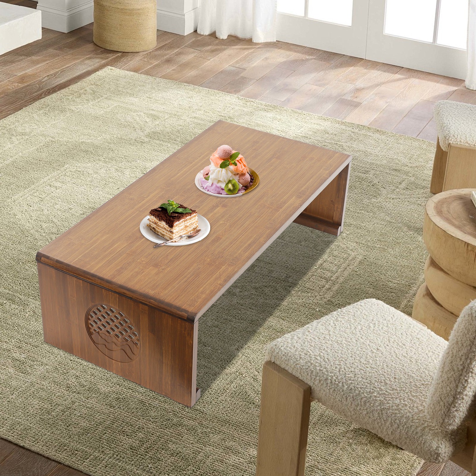 Floor Coffee Table, Meditation & Tea Table Foldable Low Table Neo-Chinese Style