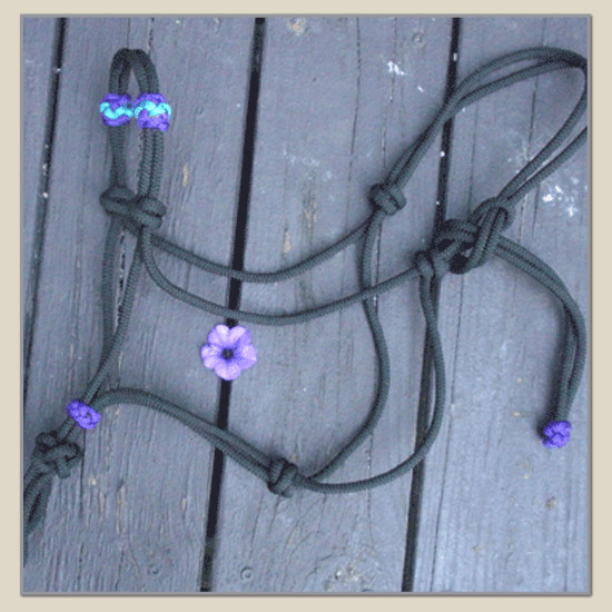 black & purple - NATURAL HORSE TRAINING - extra nose band knots - OOAK horse