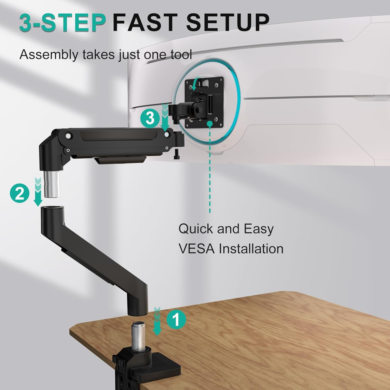 Ultrawide Monitor Arm for 17-49 Inch Heavy Duty Curved Screens Holds up to 44 Lb