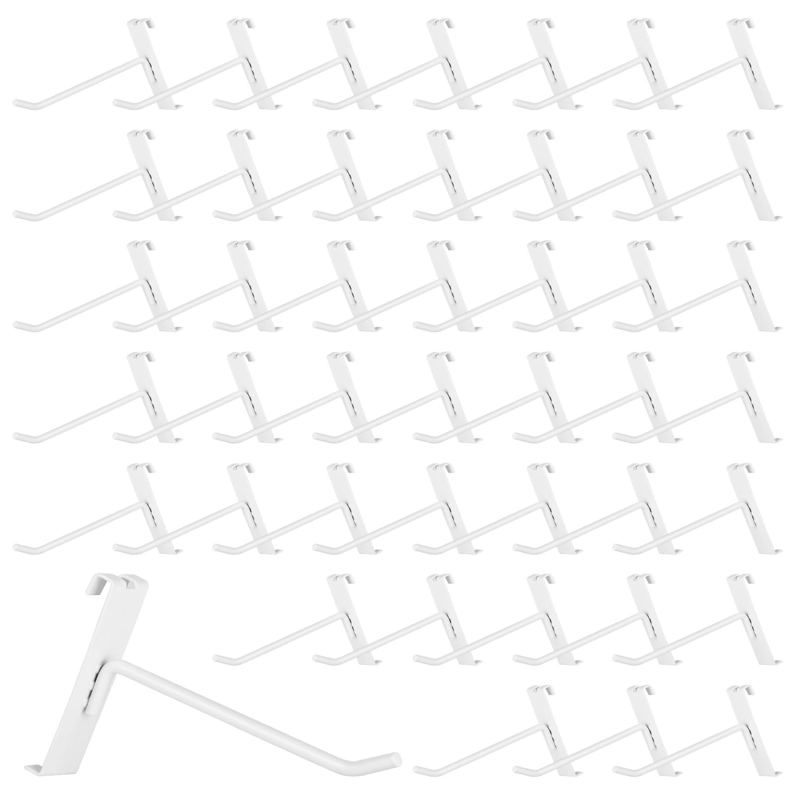 60 PCS Grid Wall Display Hooks 4 Inch White Metal Panel Accessories Retail