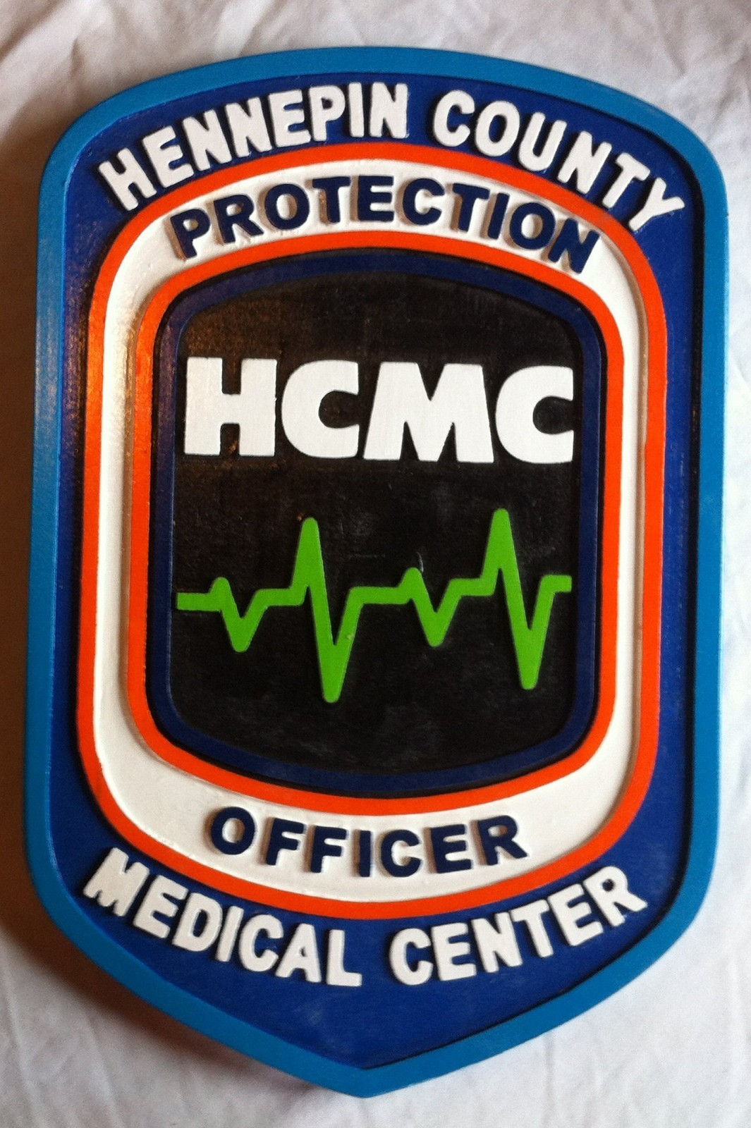 Hennepin County Medical Center 3D routed plaque wood patch sign Custom