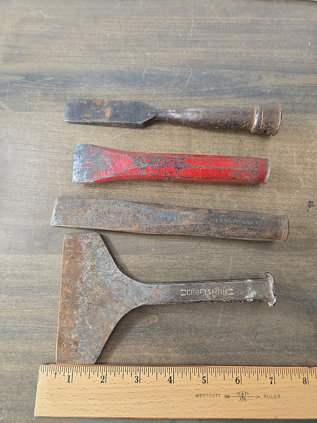 Vintage Wood Chisels Heavy Duty 1 Craftsman 1 Mephisto-Swedish Steel? & 2 Unmark