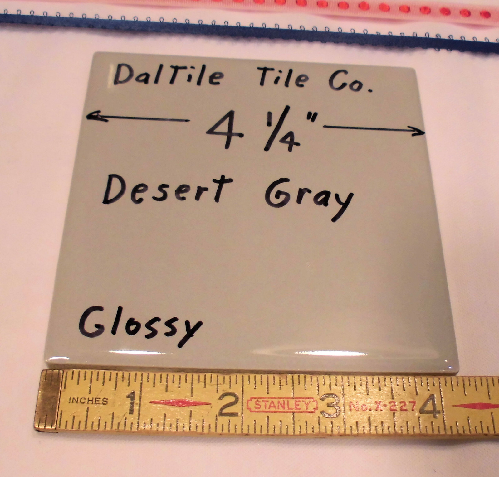 1 pc. Desert Gray: 4-1/4" Glossy Ceramic Tile by Daltile Co.  #X114 NEW STOCK