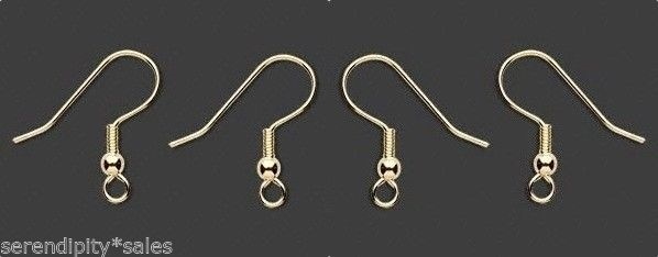12 GOLD Plated Stainless Steel EAR WIRES Hooks EarWires w/ Coil + Bead Earrings