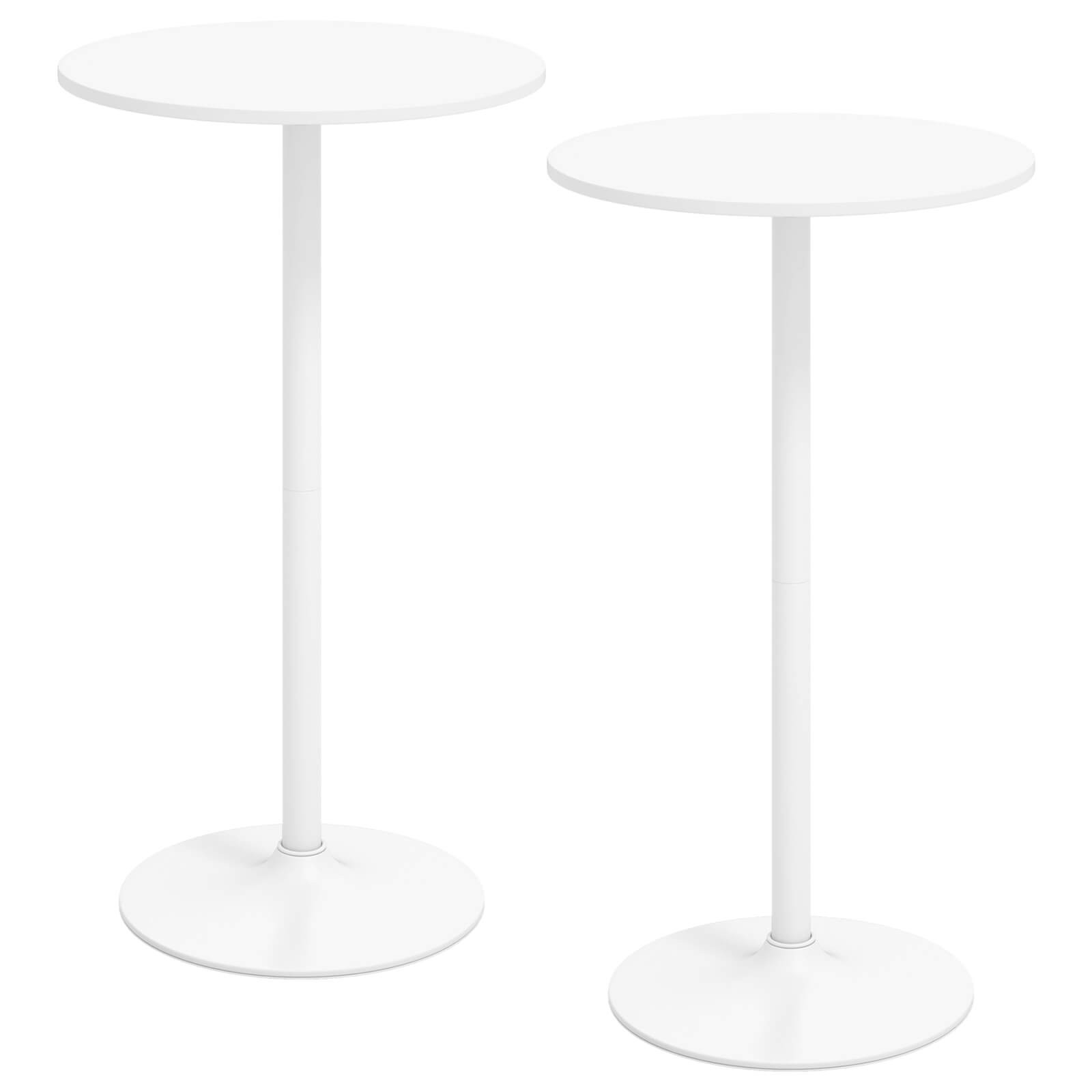 Round Bar Table Set of 2 w/Adjustable Height & Metal Base Modern Cocktail Table