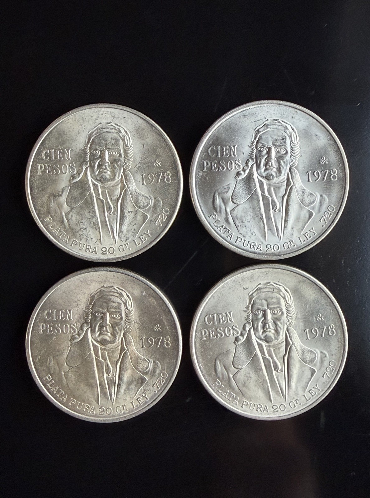 Lot of (4) 1978 México 100 Peso ‘Hidalgo’ Fair Condition