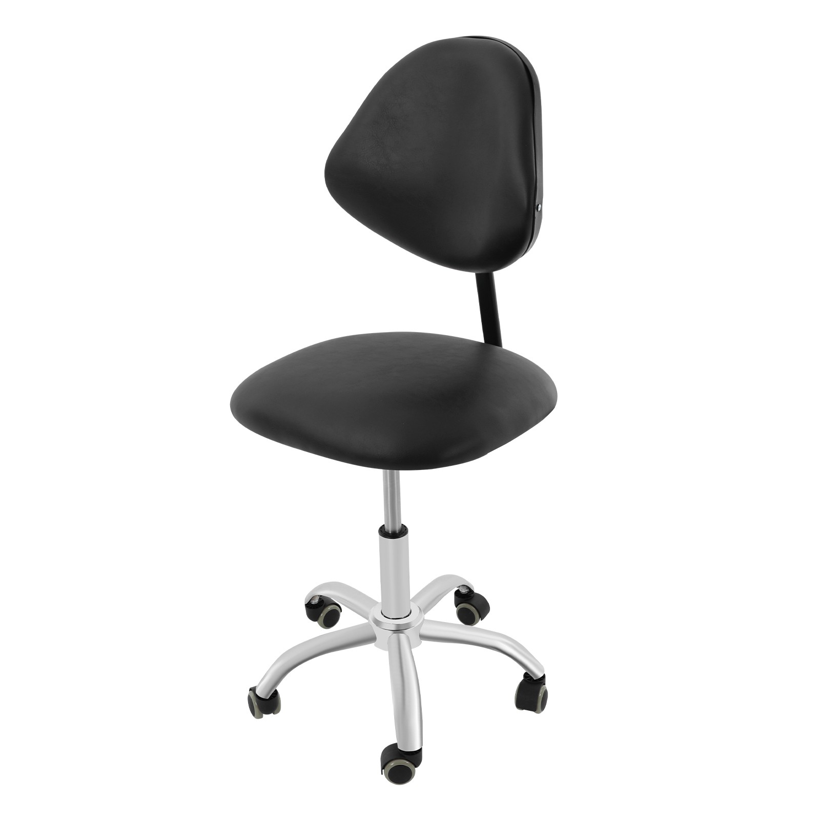 Adjustable Saddle Swivel Chair Ergonomic Rolling Stool w/ Backrest for Office