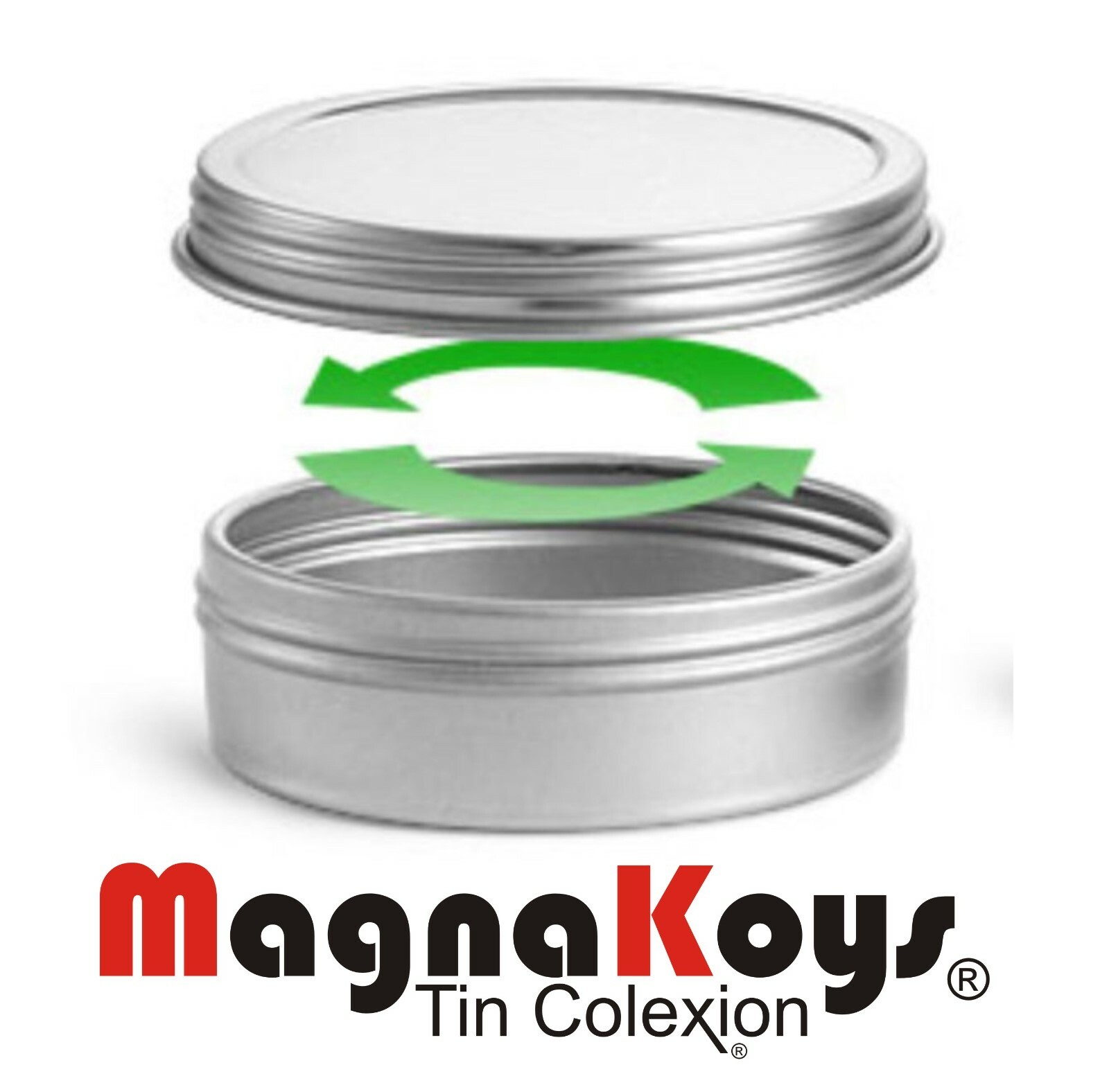Large Silver Metal Tins w/ Top Lid Threaded Cap 2 oz (pack of 4)