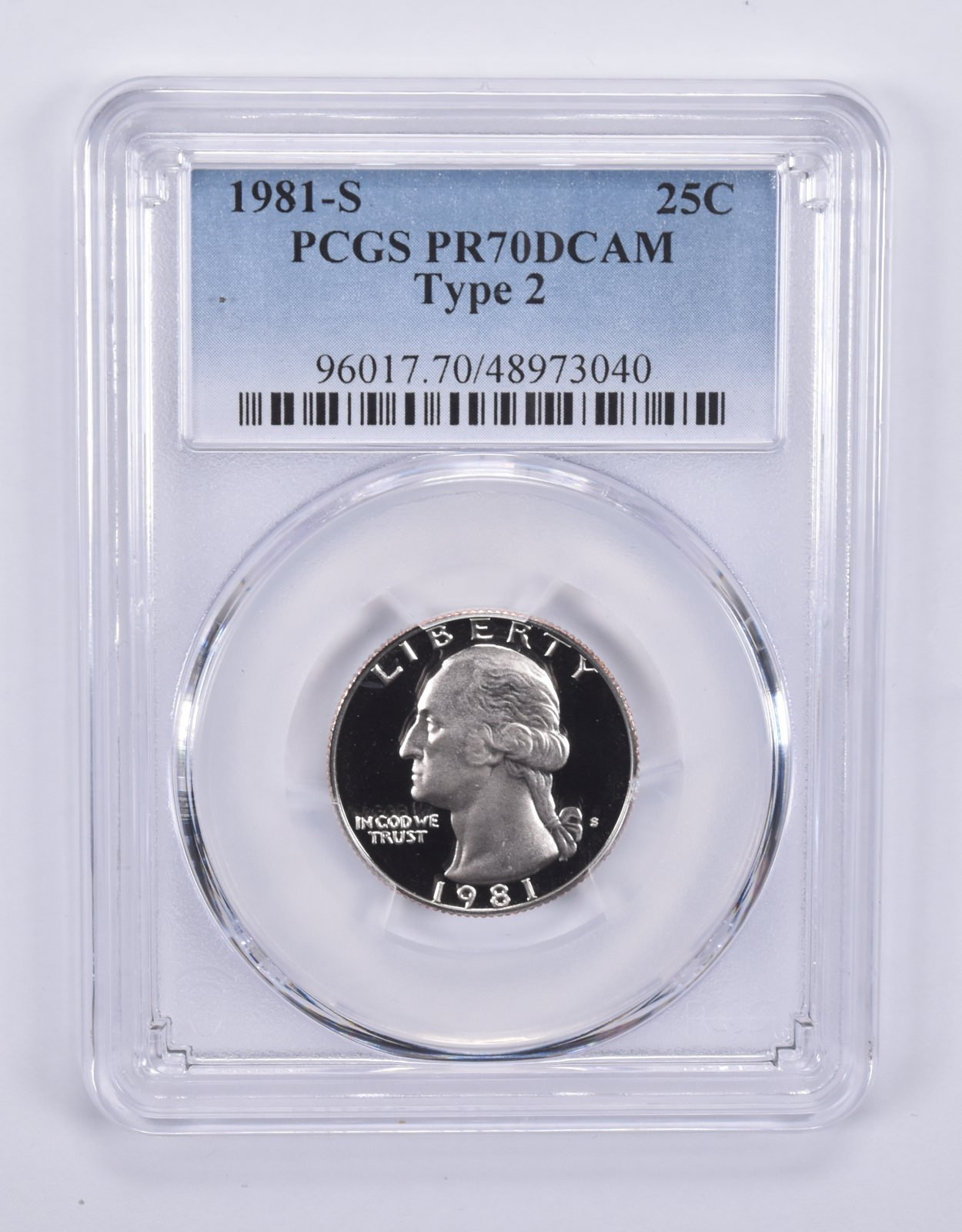 1981-S Washington Quarter Type 2 PR70 DCAM PCGS Blue Label