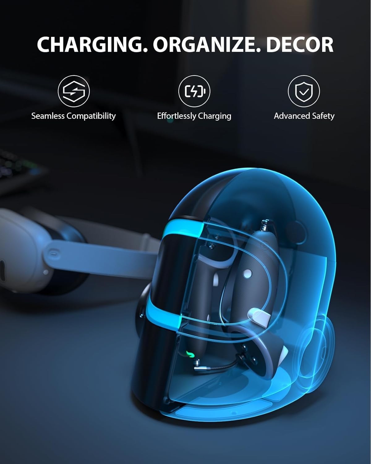 Comfortable VR Controller Grips & Charging Solution for Meta Quest 3S/Quest 3