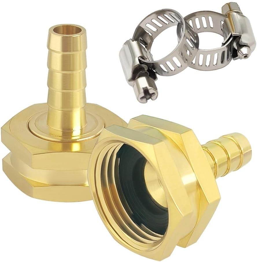 Hooshing 3/8" Barb x 3/4" GHT Female Garden Hose Swivel Barb, Copper