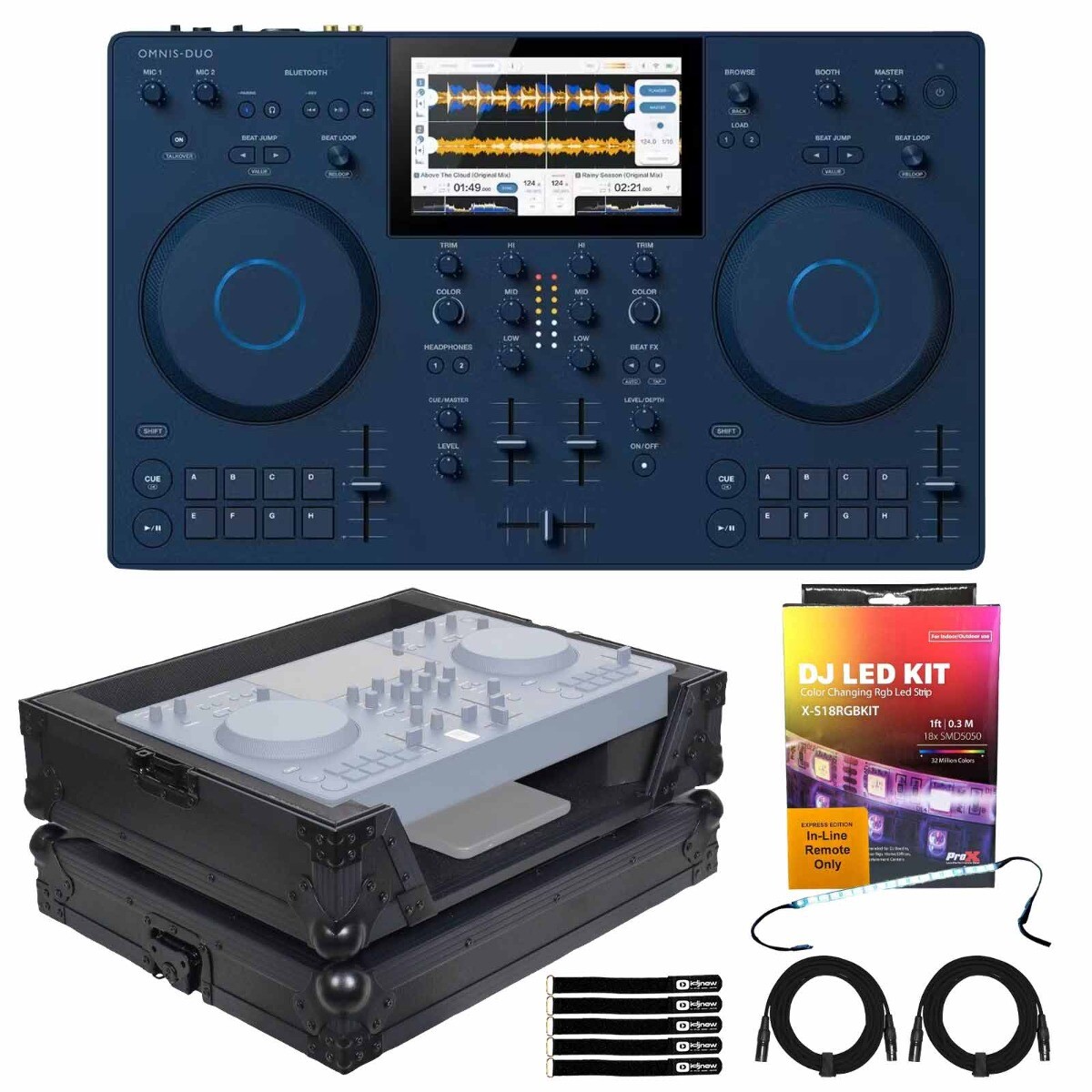 AlphaTheta OMNIS-DUO Portable DJ Controller System w Black Flight Case Pack