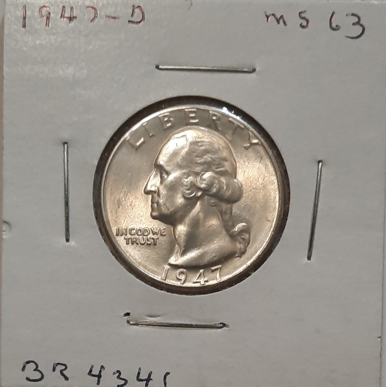 1947-D Washington Quarter Gem Brilliant Uncirculated mintage 15,338,400
