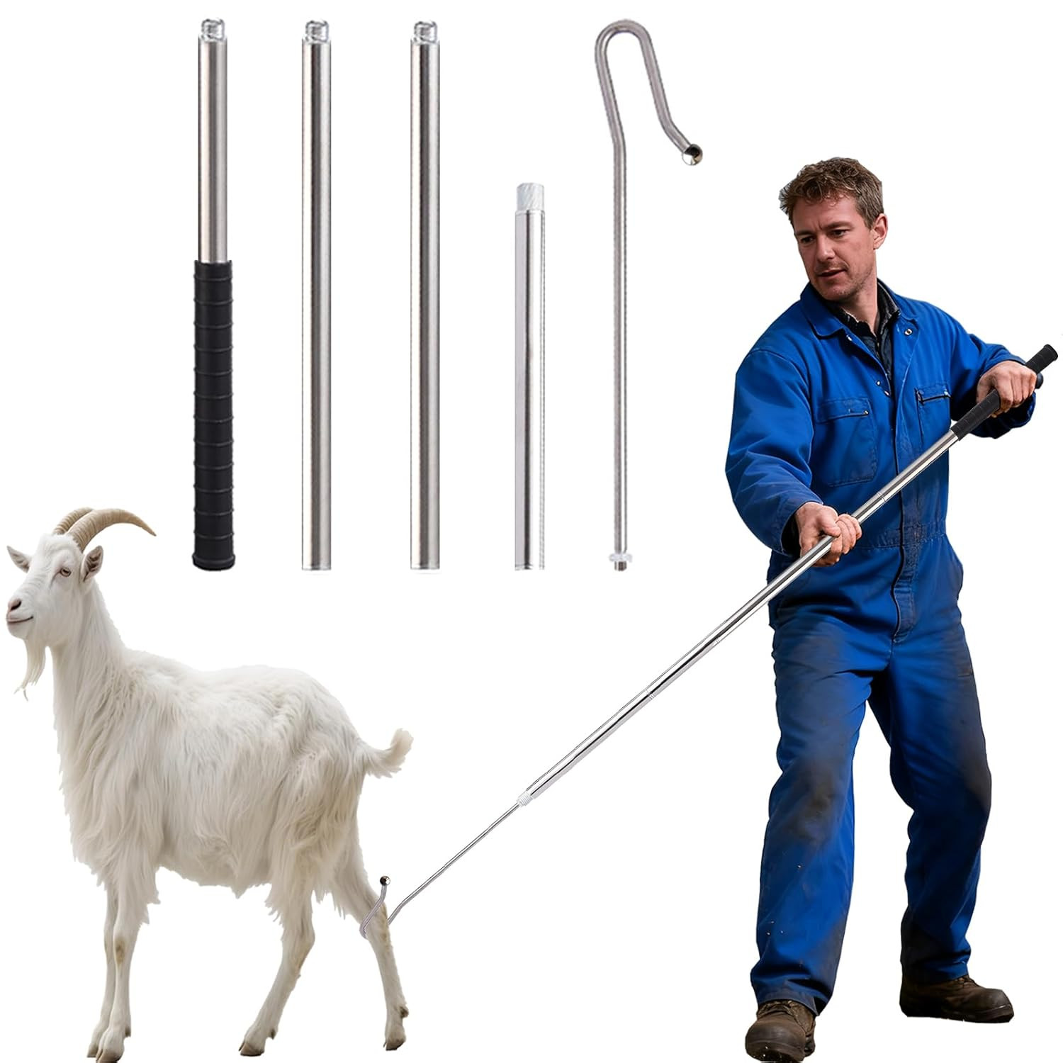 Goat Sheep Catcher Hook, 304 Stainless Steel Sheep Leg Hook, Length Can Be Adjus