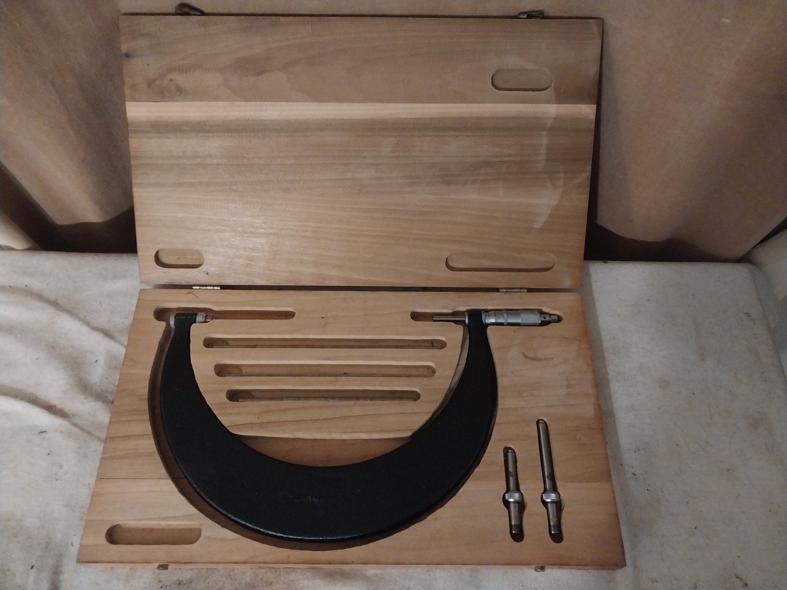 Vintage Scherr Tumico 6"- 9" Micrometer With Original Wood Case