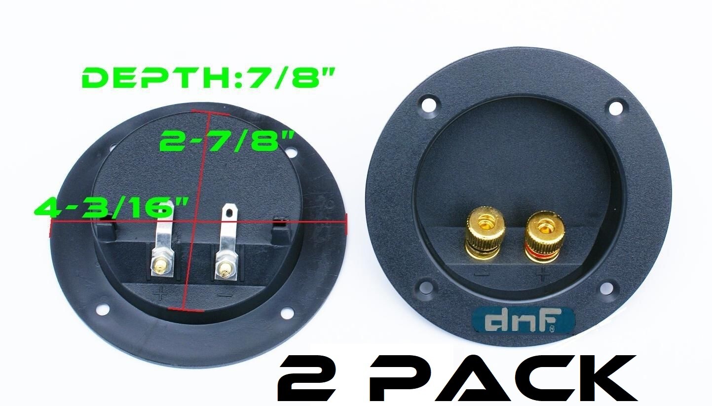 2 PACK SPEAKER BOX TERMINAL ROUND TWIST CUP CONNECTOR SUBWOOFER ENCLOSURE WIRE