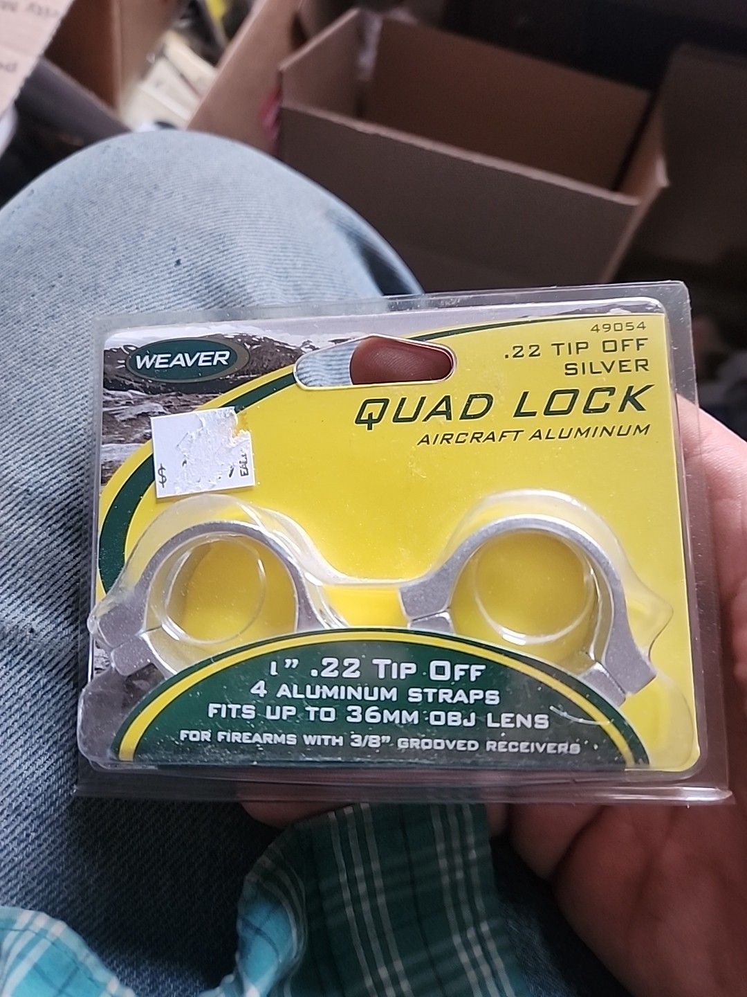 Weaver 1" Quad Lock rings 49054 .22 or 3/8" groove scopes to 36mm Silver NEW