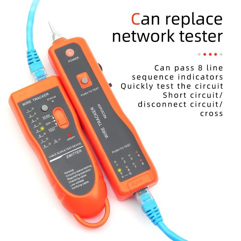 Advanced Cable Finder for Ethernet & Telephone Lines - Includes Accessories