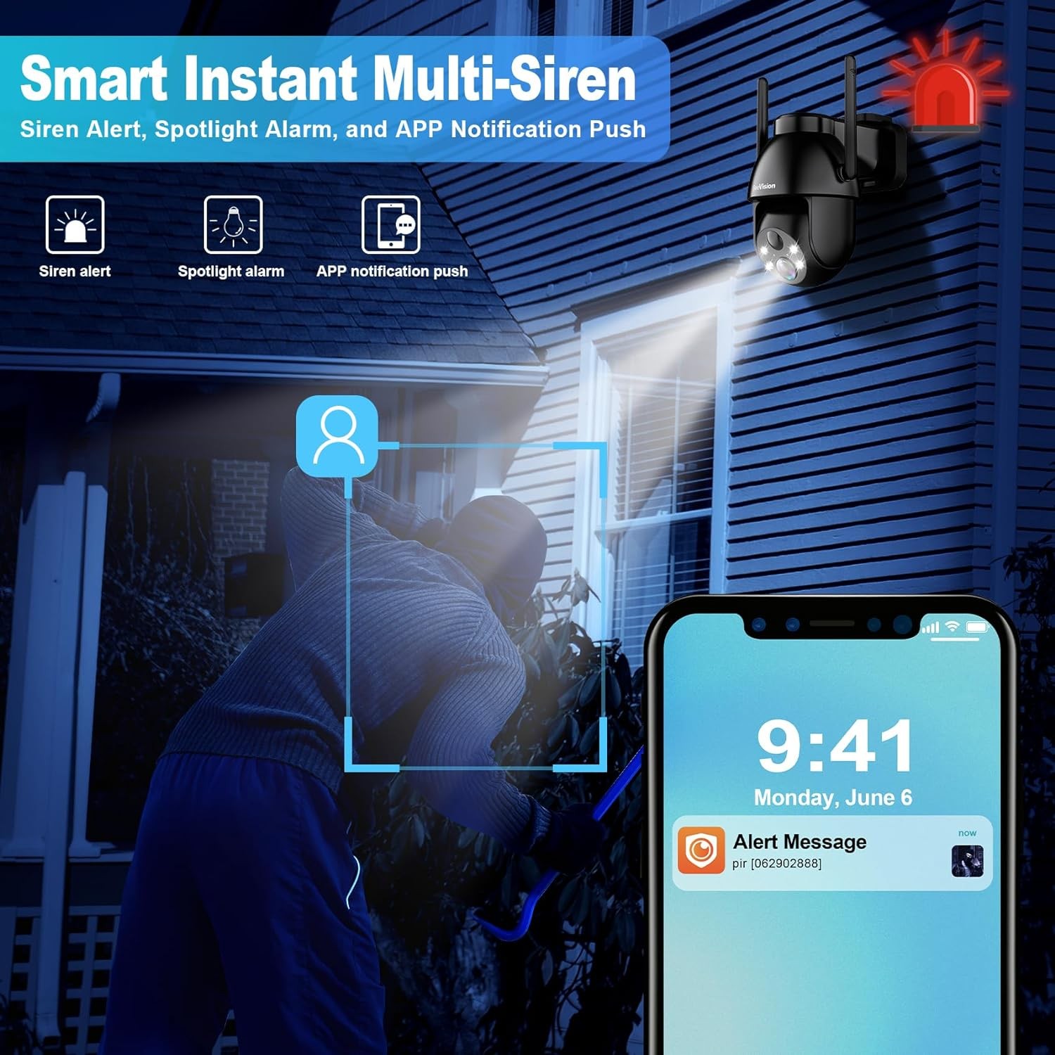 Solar Security Cameras Wireless Outdoor, 2K PTZ WiFi 3MP Indoor Security Camera