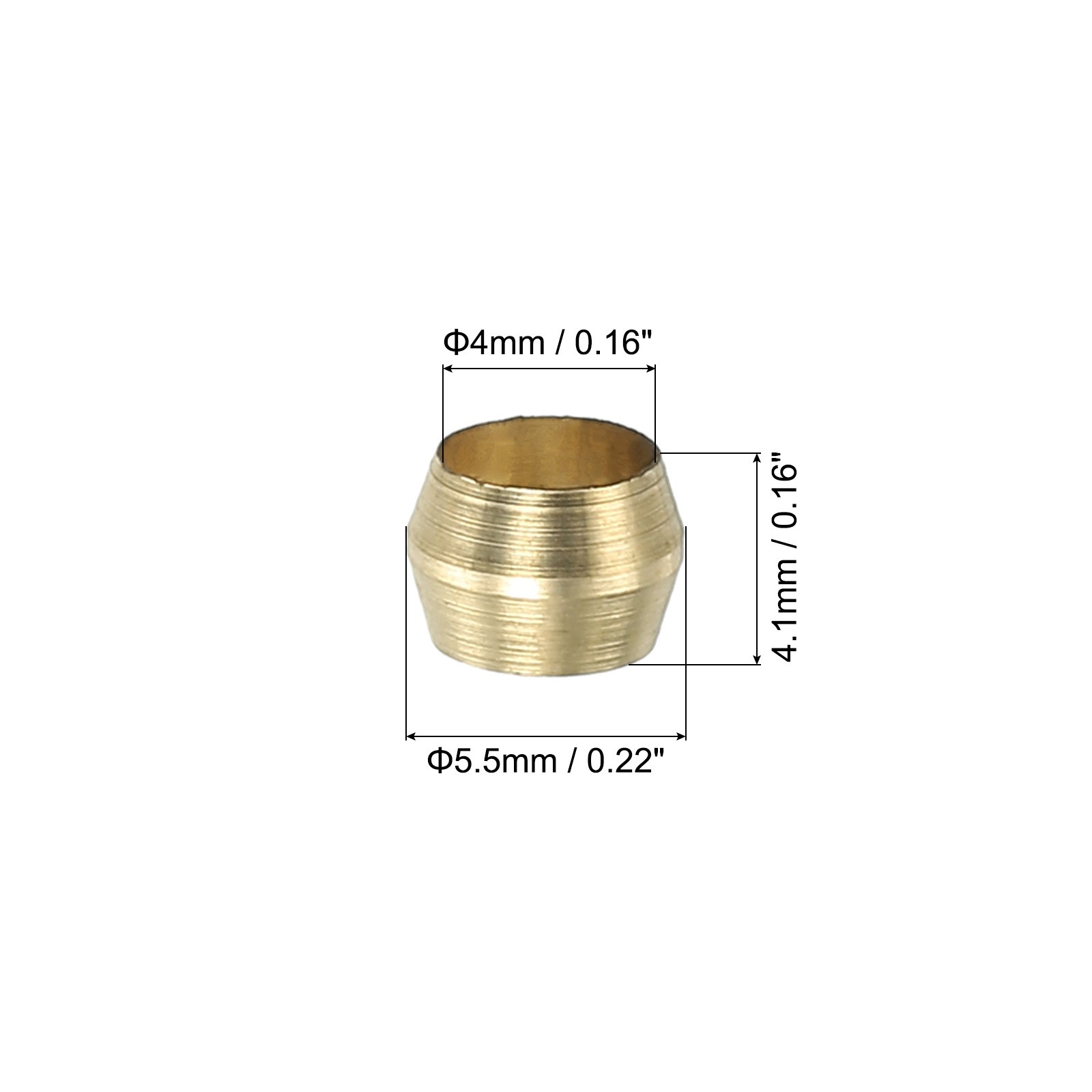 40 Pcs 4mm ID Brass Compression Sleeve Ferrules Brass Compression Fittings