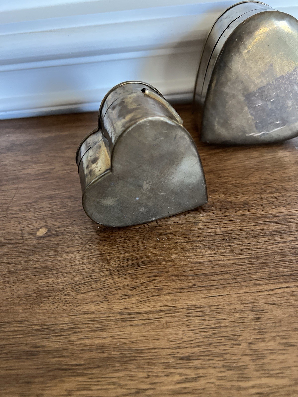 Set Of 2 Heart Shaped Polished Brass Hinged Nesting Boxes