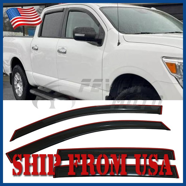Fit 2016-2024 Nissan Titan Crew Cab IN-CHANNEL Window Visors Rain Guards Smoke