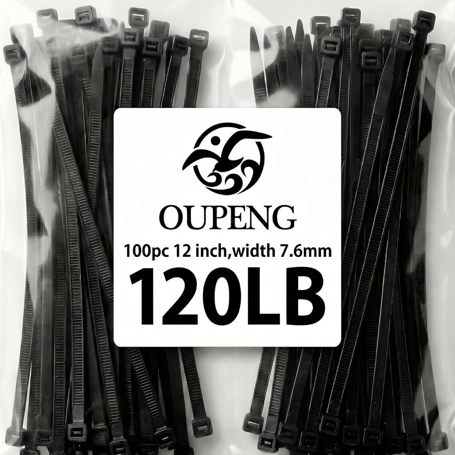 Zip Ties 12 inch ，Heavy Duty Cable Ties with 120 Pounds Tensile Strength，Bla
