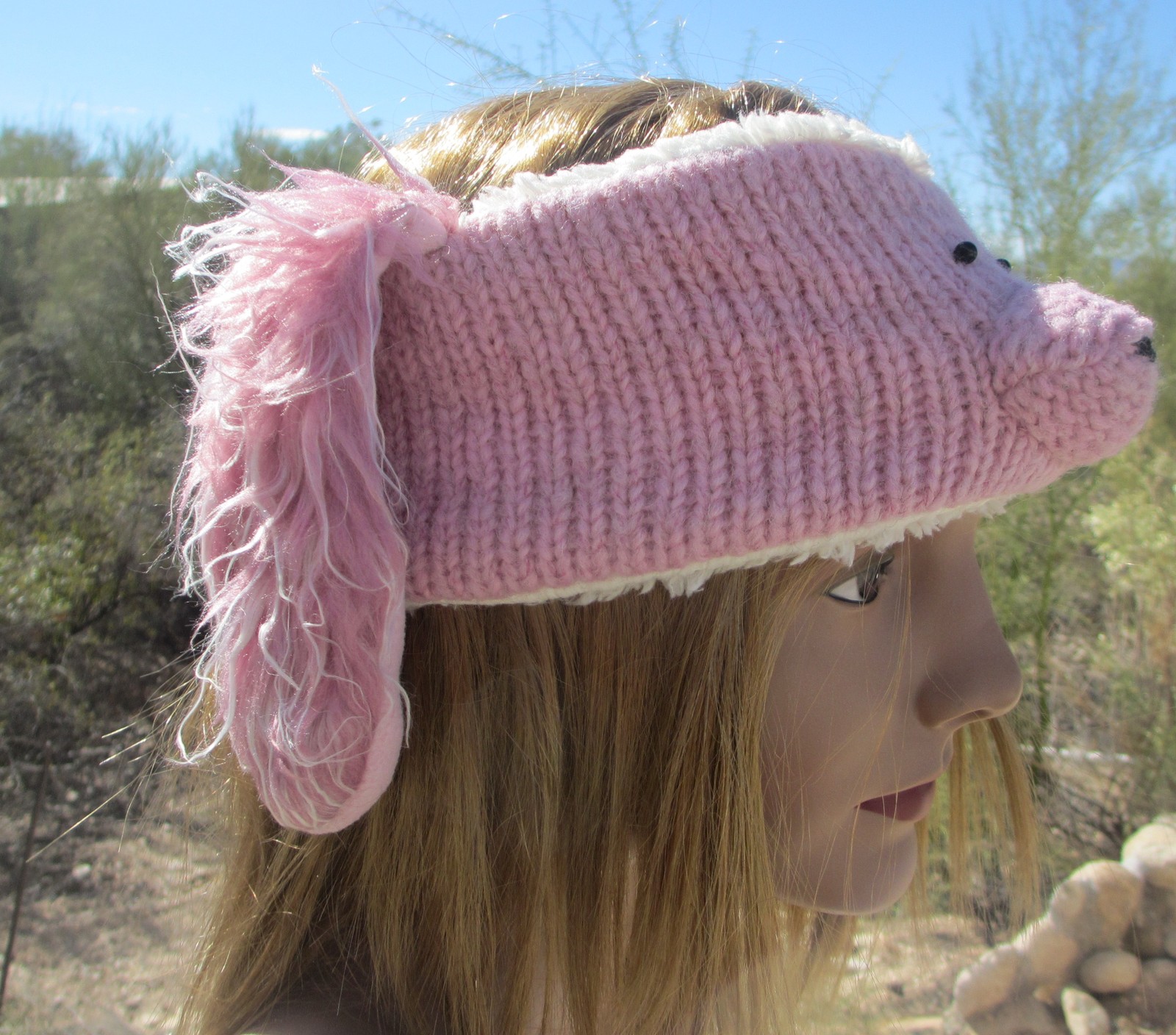 HEAD BAND HEADBAND pink poodle earband mens womens ski bunny rabbit ear band NEW