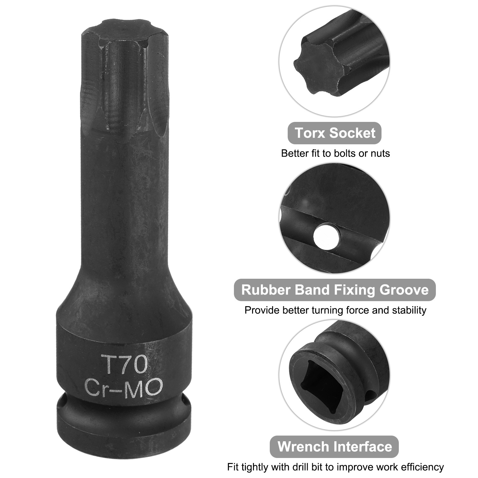 T70 Torx Bit Socket 1/2" Drive 6 Point Torx Star Screwdriver Socket Adapter