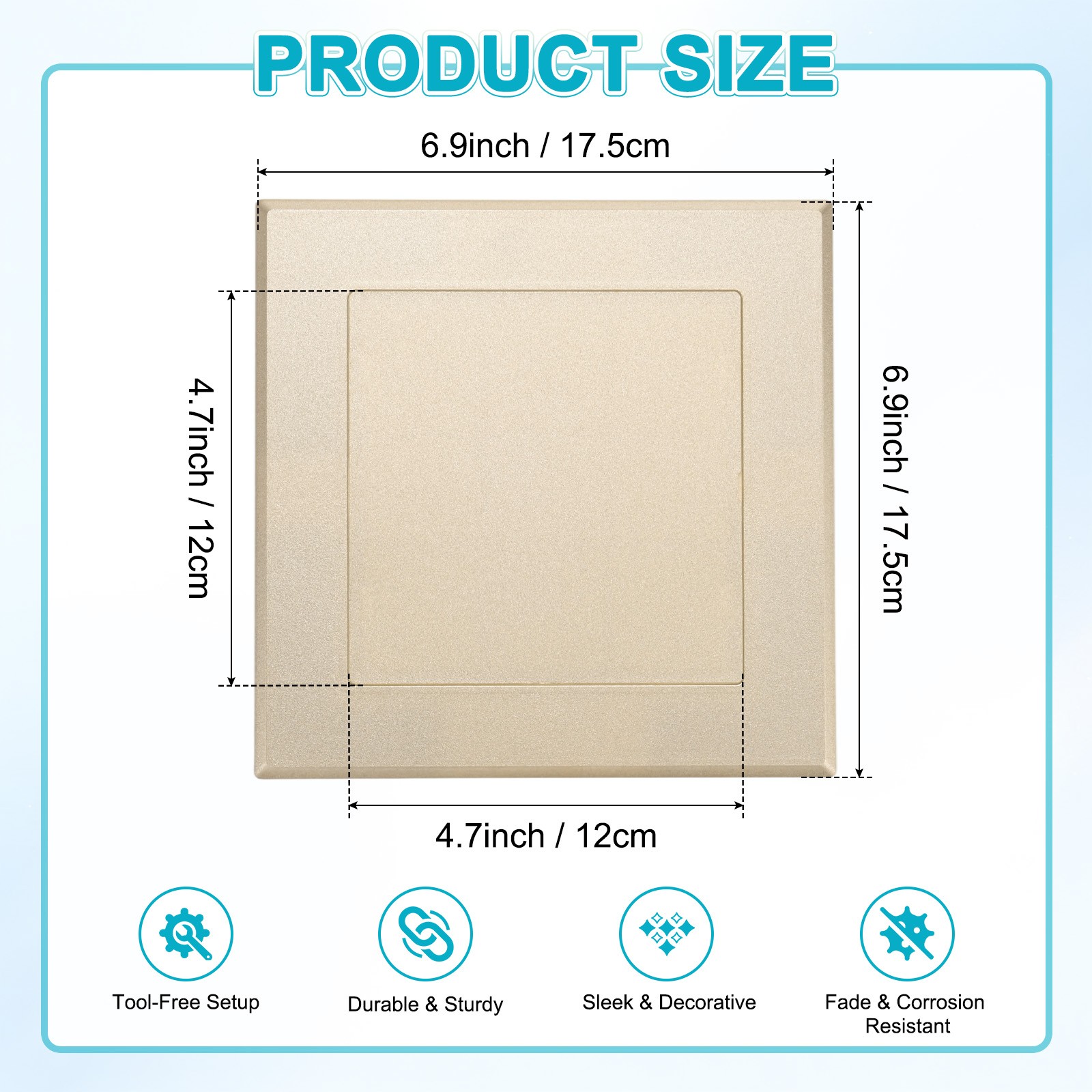 1-Pack Access Panel for Drywall, 5x5" Plastic Removable [Gold Tone, Square]