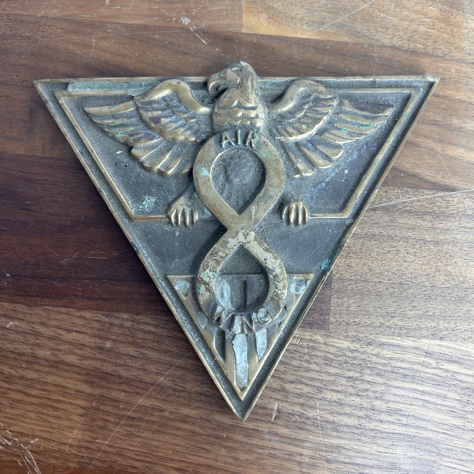 Vintage US Navy Carrier Air Wing 8 CVW-8 Solid Brass Eagle Plaque Shield