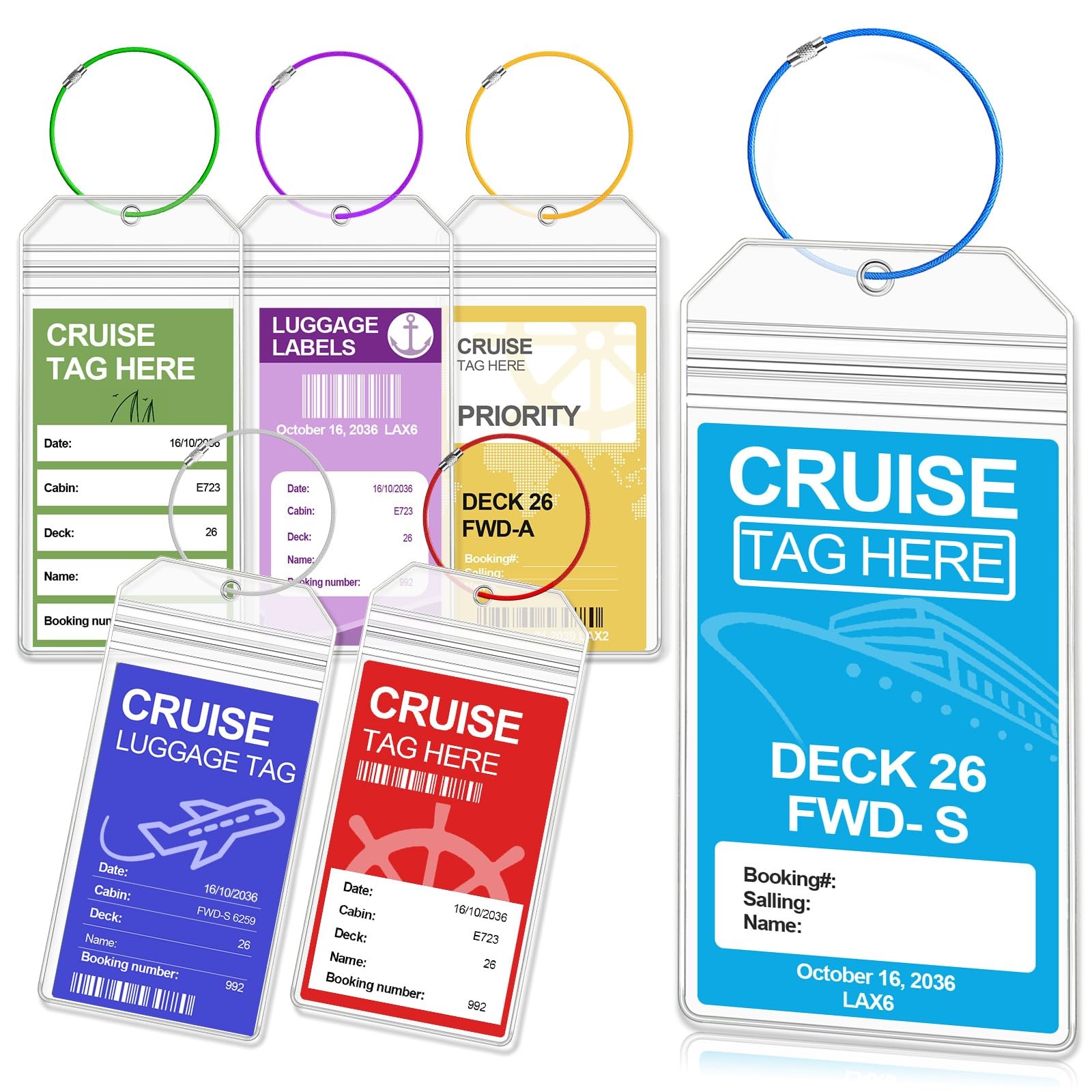 Oicumic Cruise Luggage Tag Holder, 6 Pack Tags for Wide, Clear
