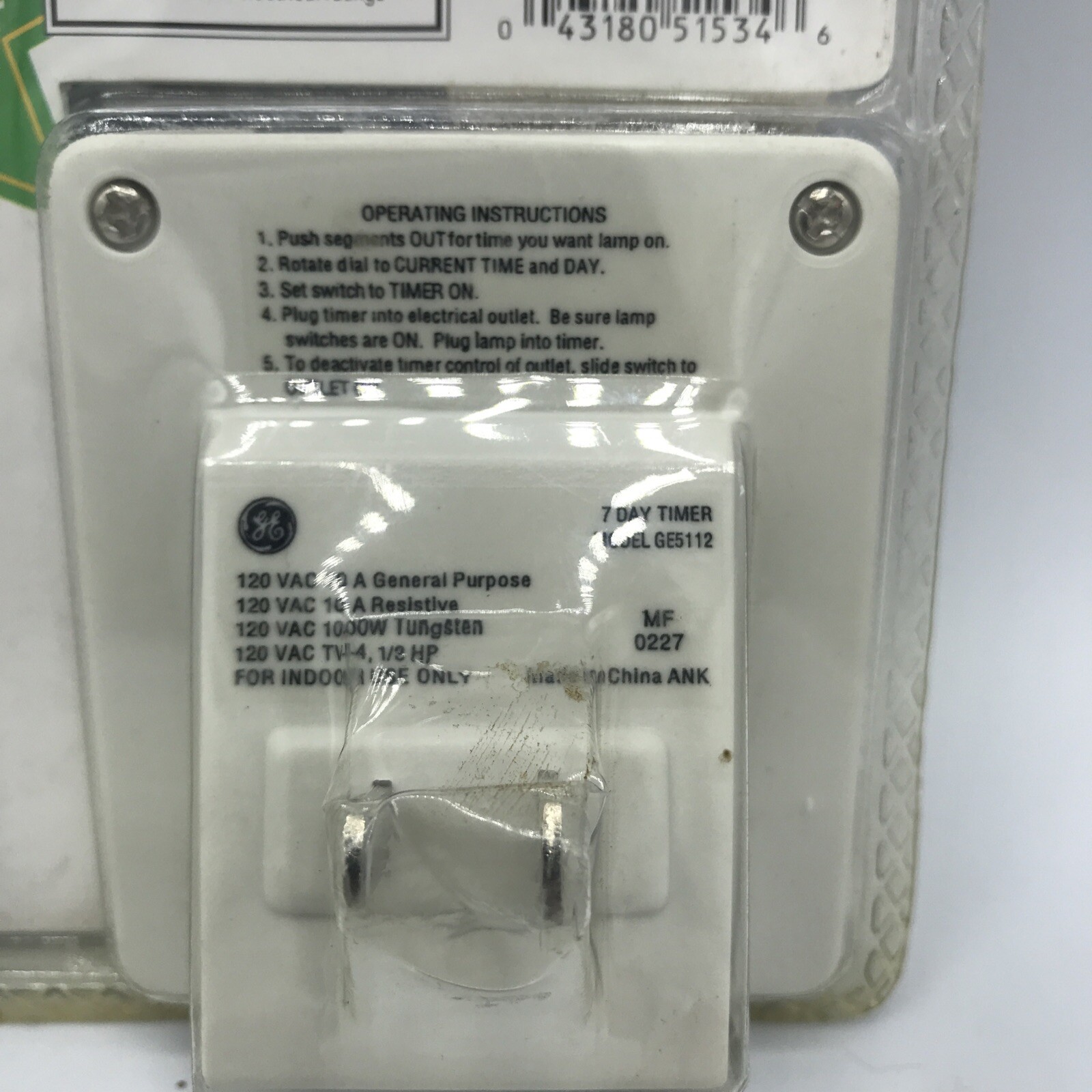 2 GE Security 7 Day Timer Programmable 13 Settings/Day & Vacation Pre-programmed