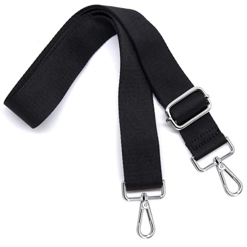 Thickened Solid Color Purse Straps Replacement Crossbody Black Silver Buckle