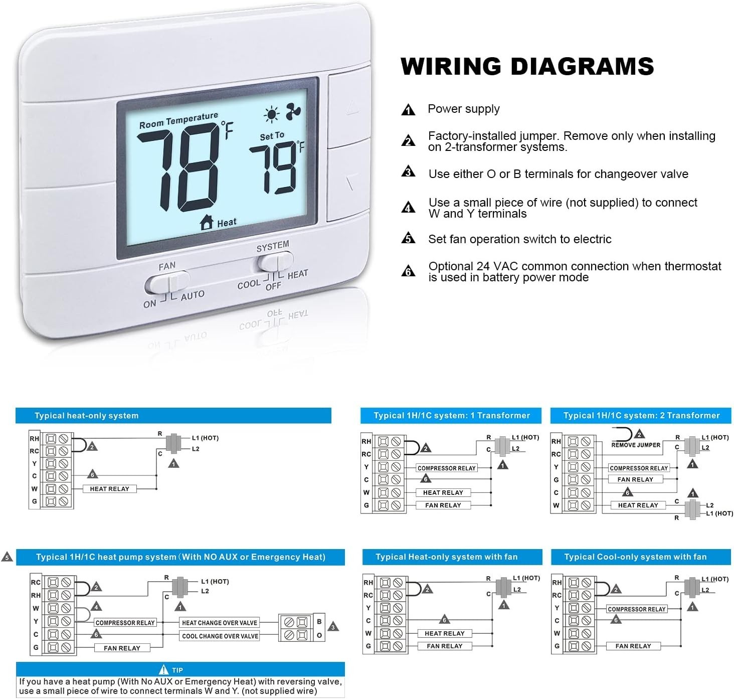 Precision Temperature Control Non-Programmable Thermostat with Humidity Display